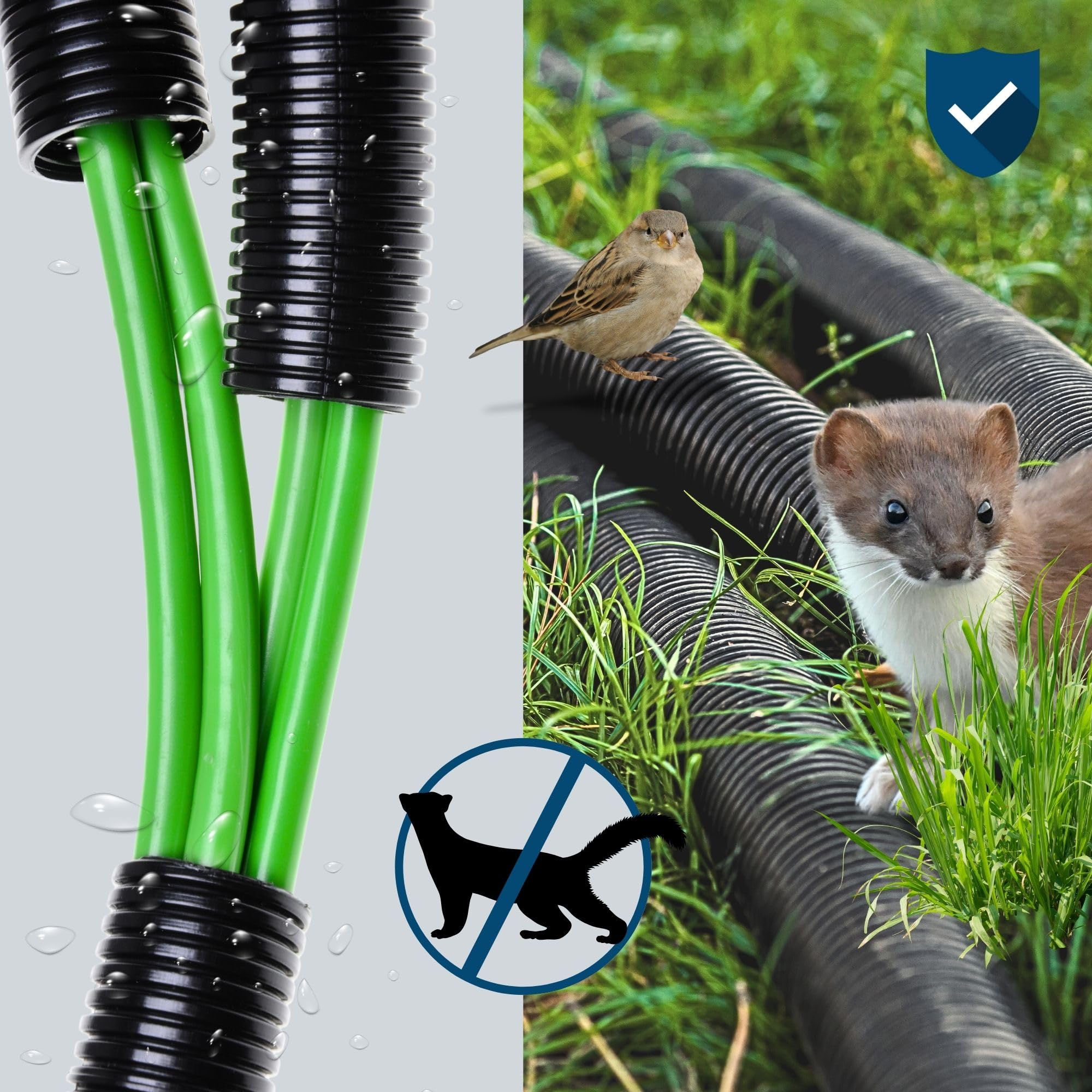 Kalitec Tubo Corrugato Chiuso NW 16-50 m Protezione Cavi e Anti Martora | Tubo vuoto non scanalato in PP, resistente UV e fiamme, diametro 18,8 mm, ideale per auto, giardino e cavi industriali