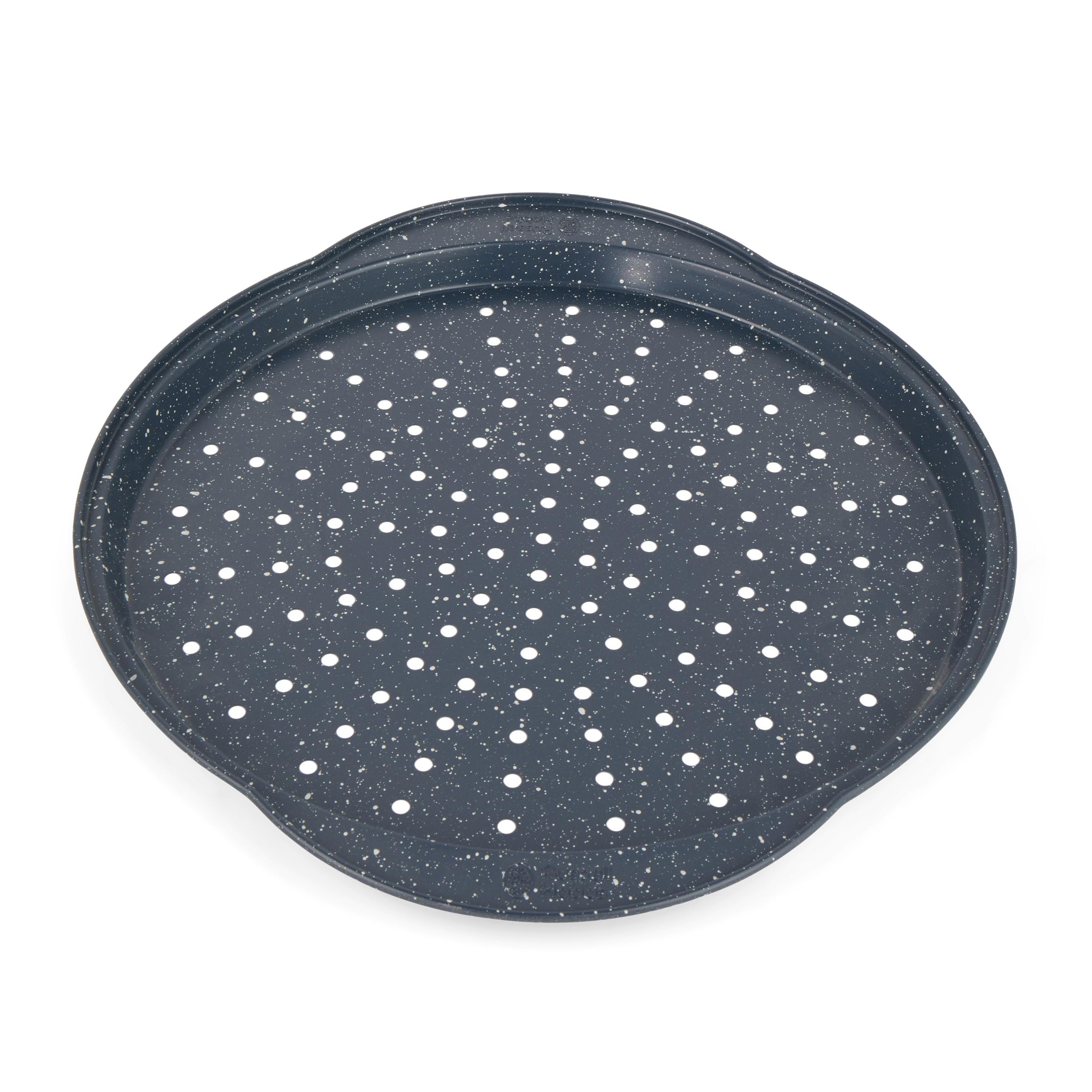 Russell Hobbs RH01003EU Nightfall Stone 37 cm Pizza Pan - Round Non-Stick Baking Tray with Perforated Base, PFOA Free, Carbon Steel Ovenware, Perfect for Family Cooking, Garlic Bread, and Flatbreads