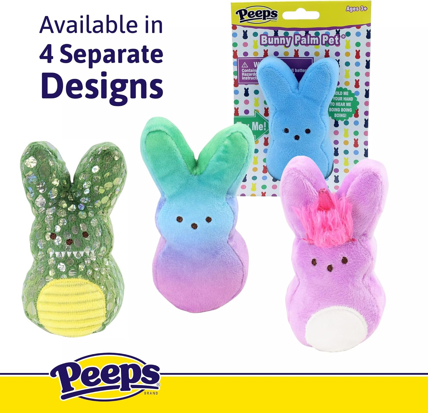 Animal Adventure | 4" Blue Palm Pet Bunny Peeps Plush | Easter Basket Stuffed Animals for Kids | Marshmallow Candy | Huggable Soft Plushie Stuffers Buddy Toy | Collectable Gifts | Aged 3+