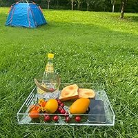 Vista 19 de Bandeja de servir de acrílico blanco brillante con asas resistentes - 10x15 pulgadas - Bandeja para servir café, aperitivos, desayuno, mayordomo