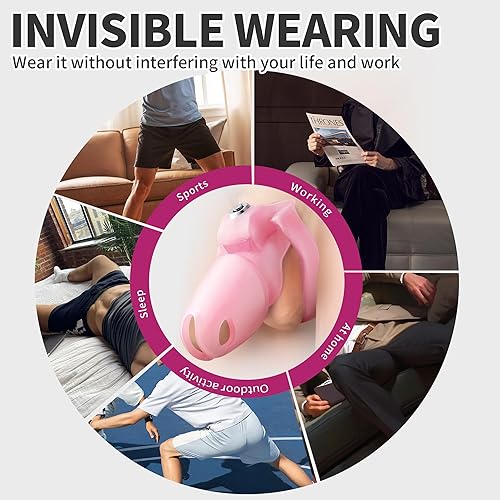 Miniatura 23 de FYJENNICC HT-V5 - Jaula de castidad masculina de resina ligera con llave de clic y bloqueo, diseño ergonómico, equipo de bondage y juguete sexual