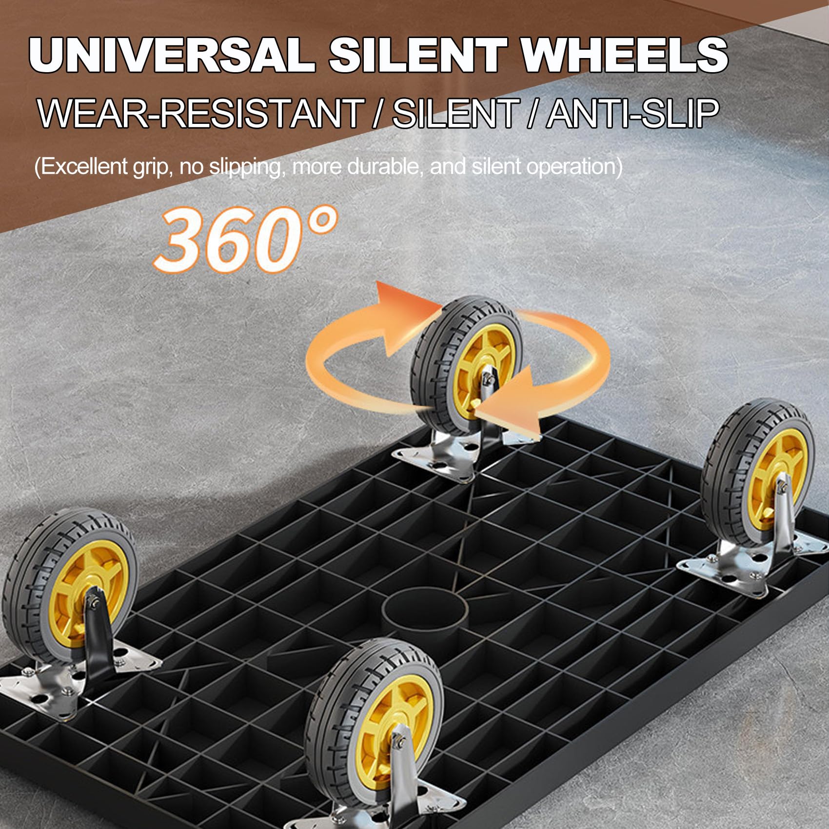 Amarillo,90cm,Carro de Plataforma Transporte Industrial Plegable con Ruedas. Carretilla de Mano. Carga 150kg. Carrito Mudanzas, hogar, Oficina, almacén, Ahorra Espacio