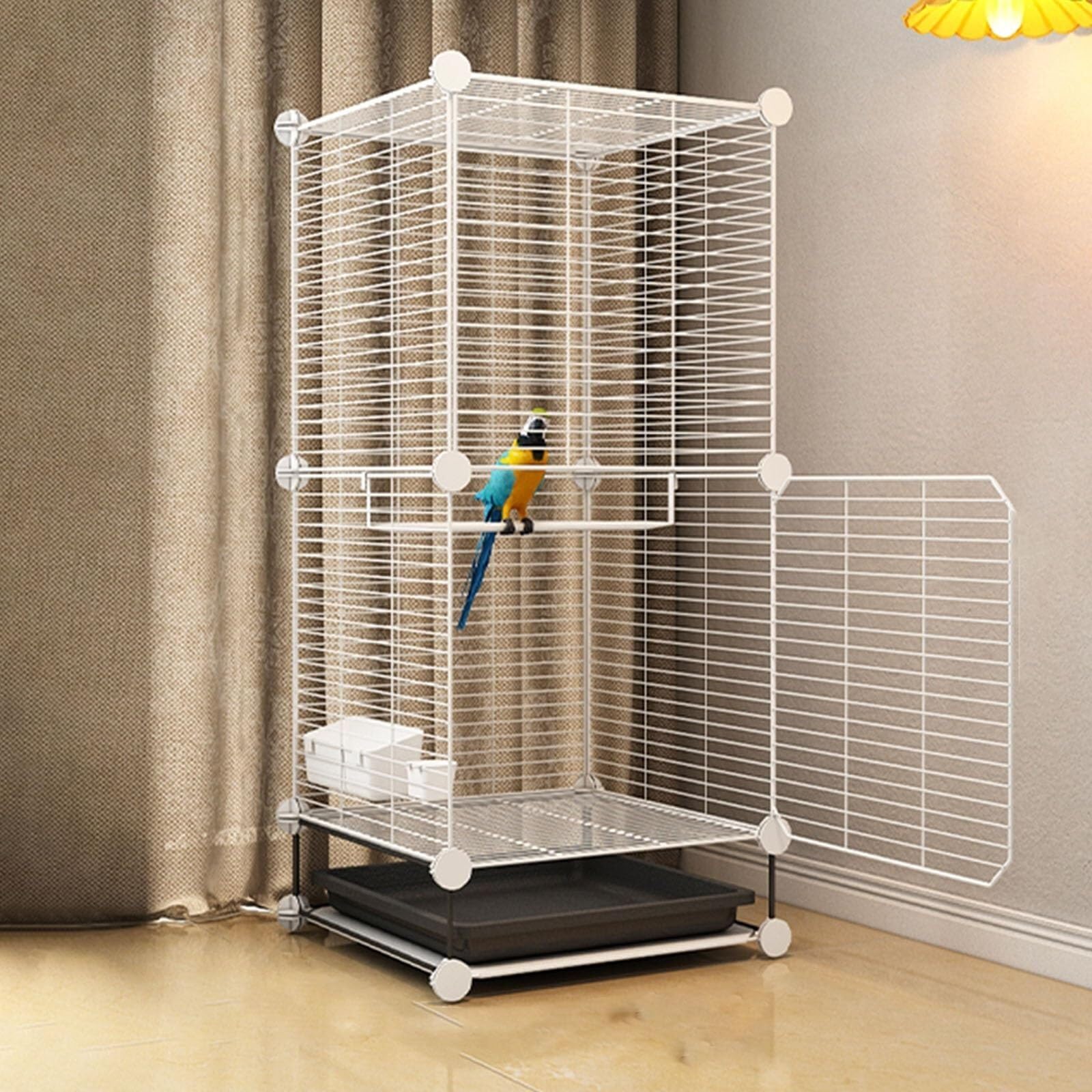 Cage perroquet support roulettes plateau inférieur oiseau 85cm