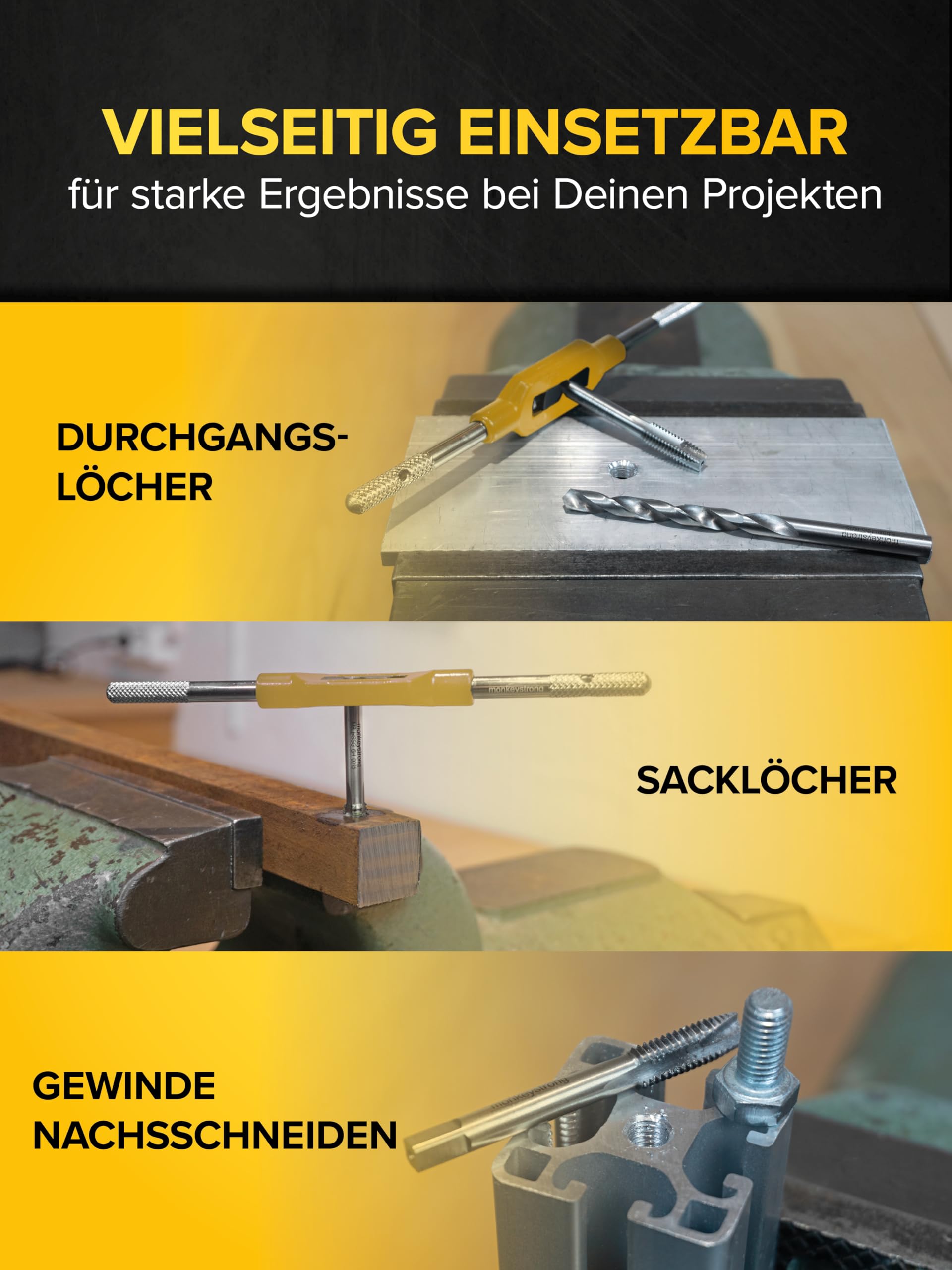monkeystrong Gewindeschneider Set M3-M12, Gewindebohrer mit Kernlochbohrer