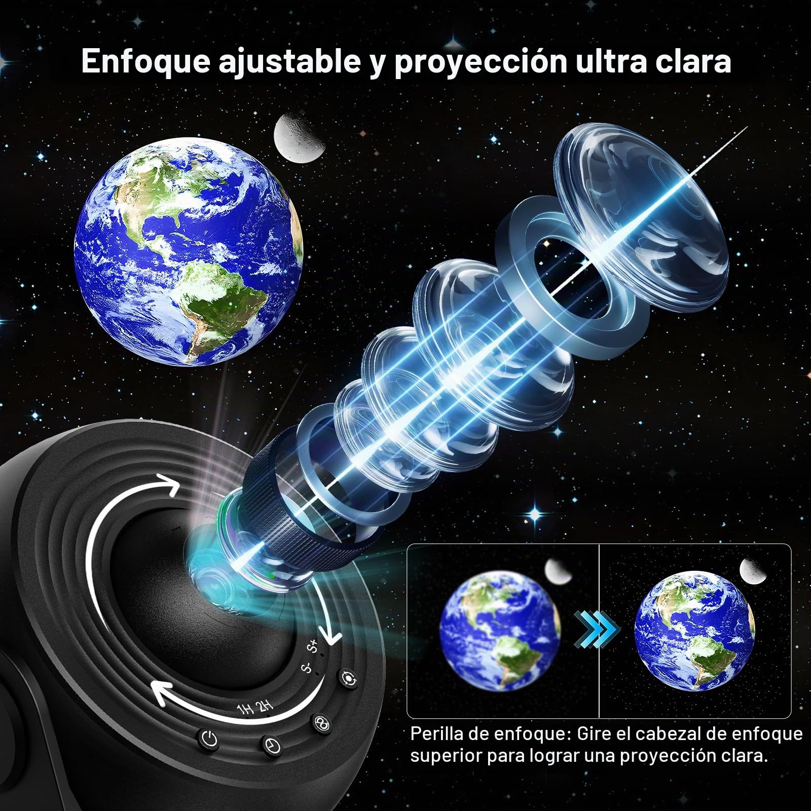 Proyector Estrellas Planetario Pro con 13 Discos de Película, Proyector de Galaxias y Estrellas Real con 13 Discos de Película, Luz Nocturna Infantil,Rotación 360 °, Temporizador