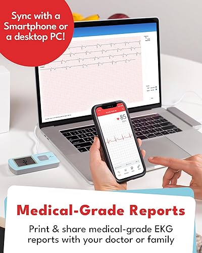 Miniatura 4 de Monitor de frecuencia cardíaca portátil ECG - Captura métricas de ECG cardíaco  Independiente con pantalla LCD vibrante y amplio almacenamiento