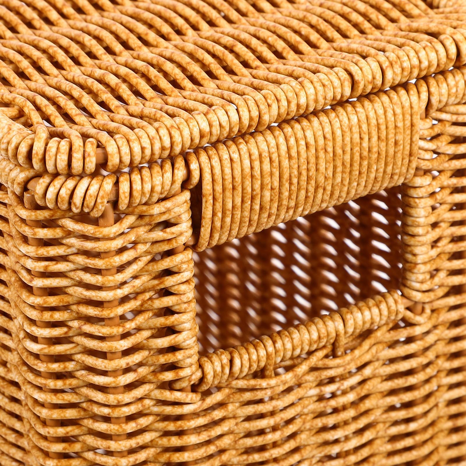 Cesto Intrecciato con Coperchio e Maniglia Contenitore Salvaspazio per Riviste Giocattoli e Accessori Casa Resistente e Leggero per Organizzare e Trasportare