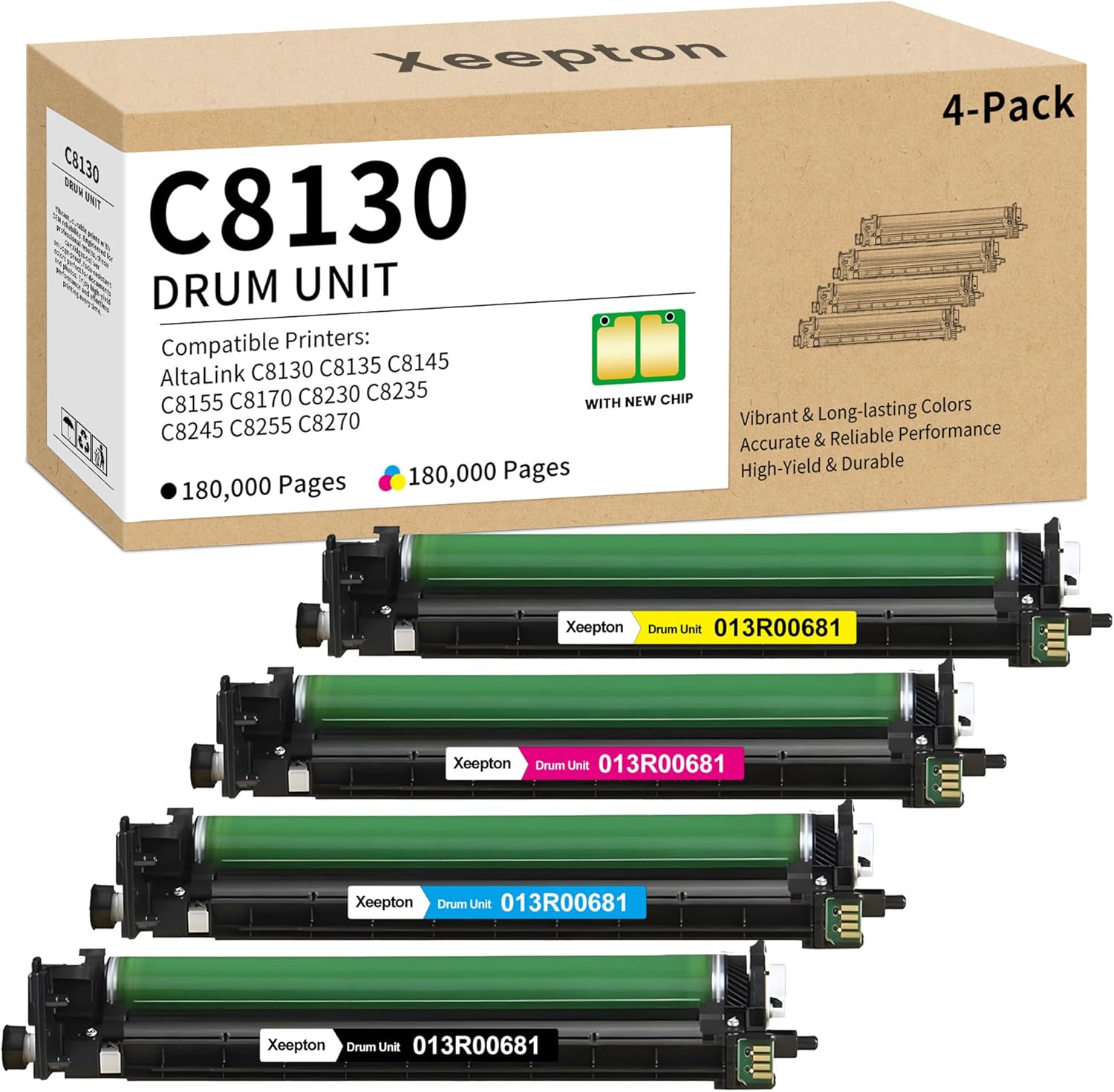 AltaLink C8130 Drum Cartridge Replacement for Xerox 013R00681 Drum Unit for AltaLink C8130 C8135 C8145 C8155 C8170 C8230 C8235 C8245 C8255 C8270 Printer, 4-Pack C8130 Imaging Unit