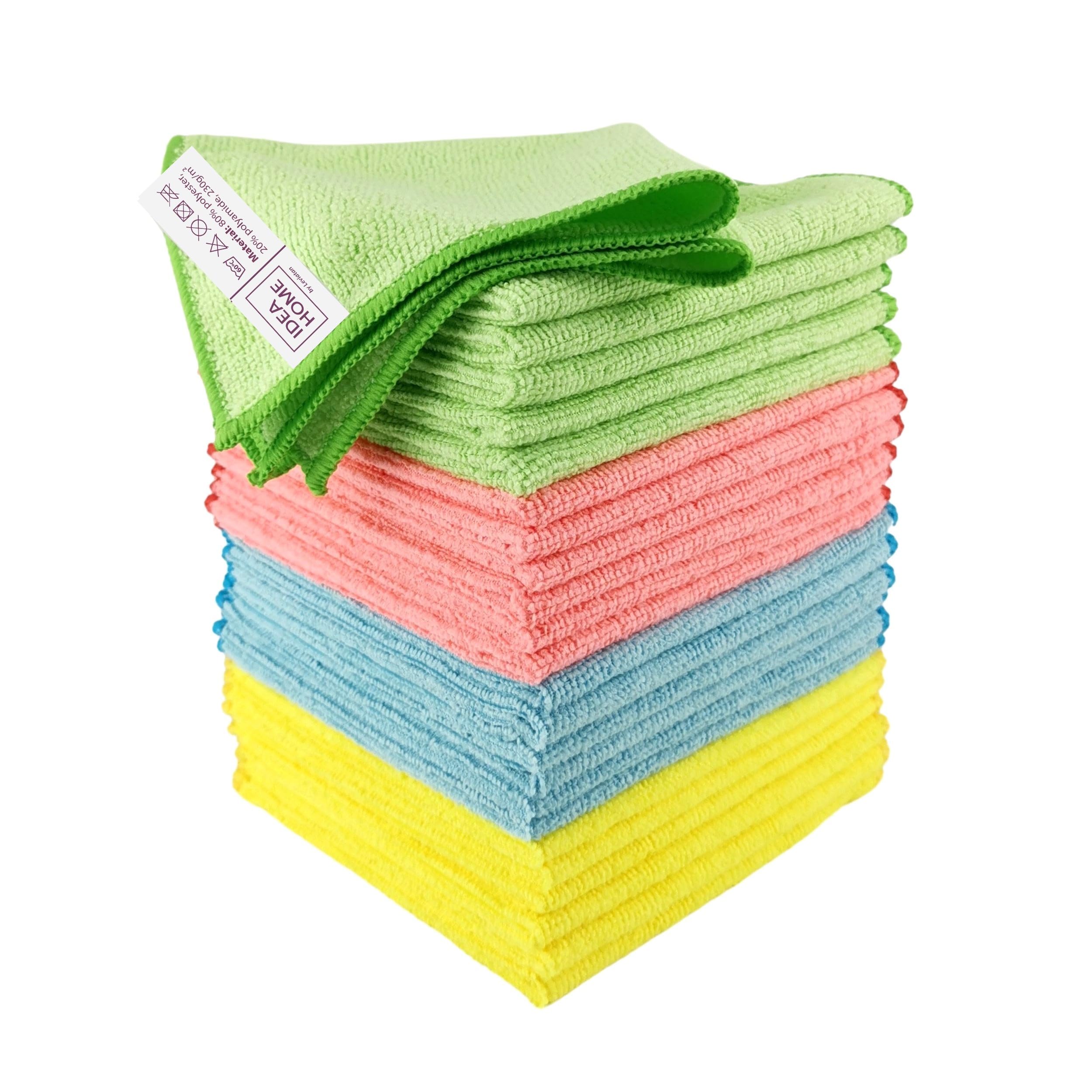 IDEA HOME Microfibre Cloths Set 24 Pack 230gsm Absorbent Cleaning Cloths 30 x 30 cm Mix