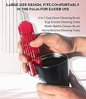Vista 4 de Cepillo de limpieza de 4 en 1 para ranuras de tapas de vasos, herramientas de limpieza multifuncionales para botellas aisladas, limpiador