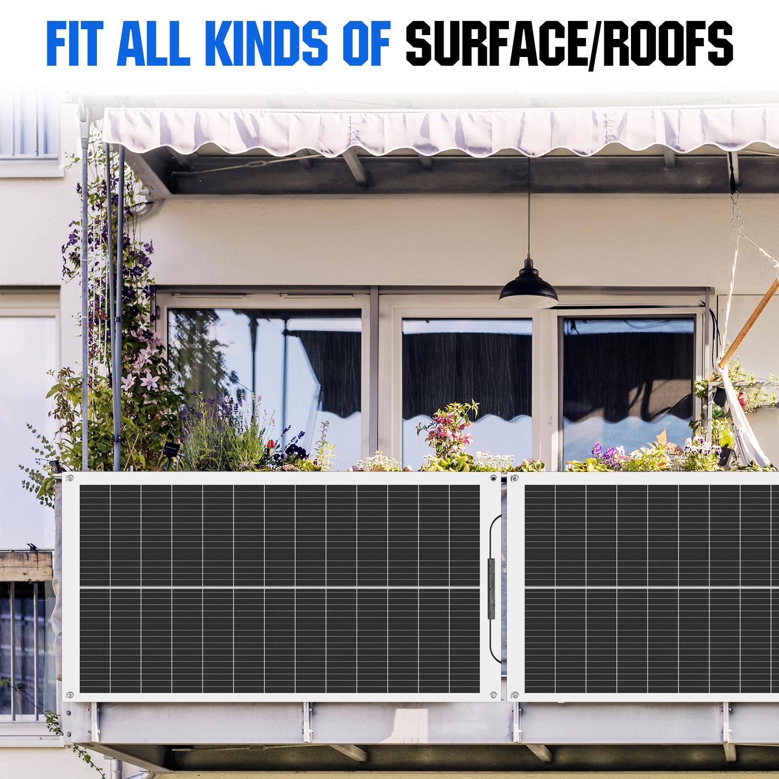 ECO-WORTHY 100W 12V Solarpanel Flexibel Monokristallines Solarpanel, Solarmodul mit Ladekabel für Wohnmobil Auto Boot 12V Batterien