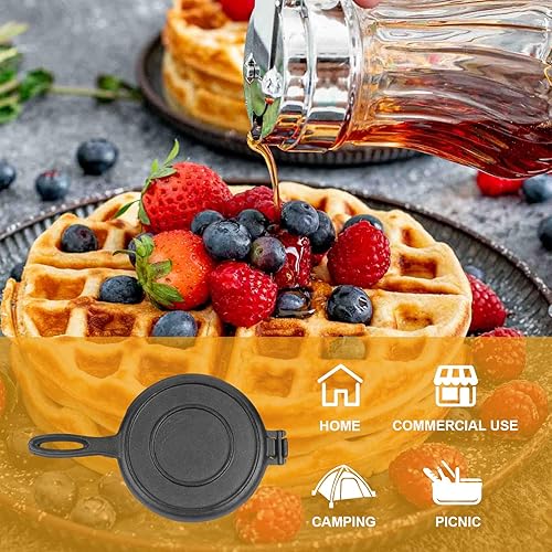 Miniatura 6 de Máquina de gofres de hierro fundido para estufa o parrilla de campamento, plancha de gofres no eléctrica con bisagras de dos piezas, hace waffles
