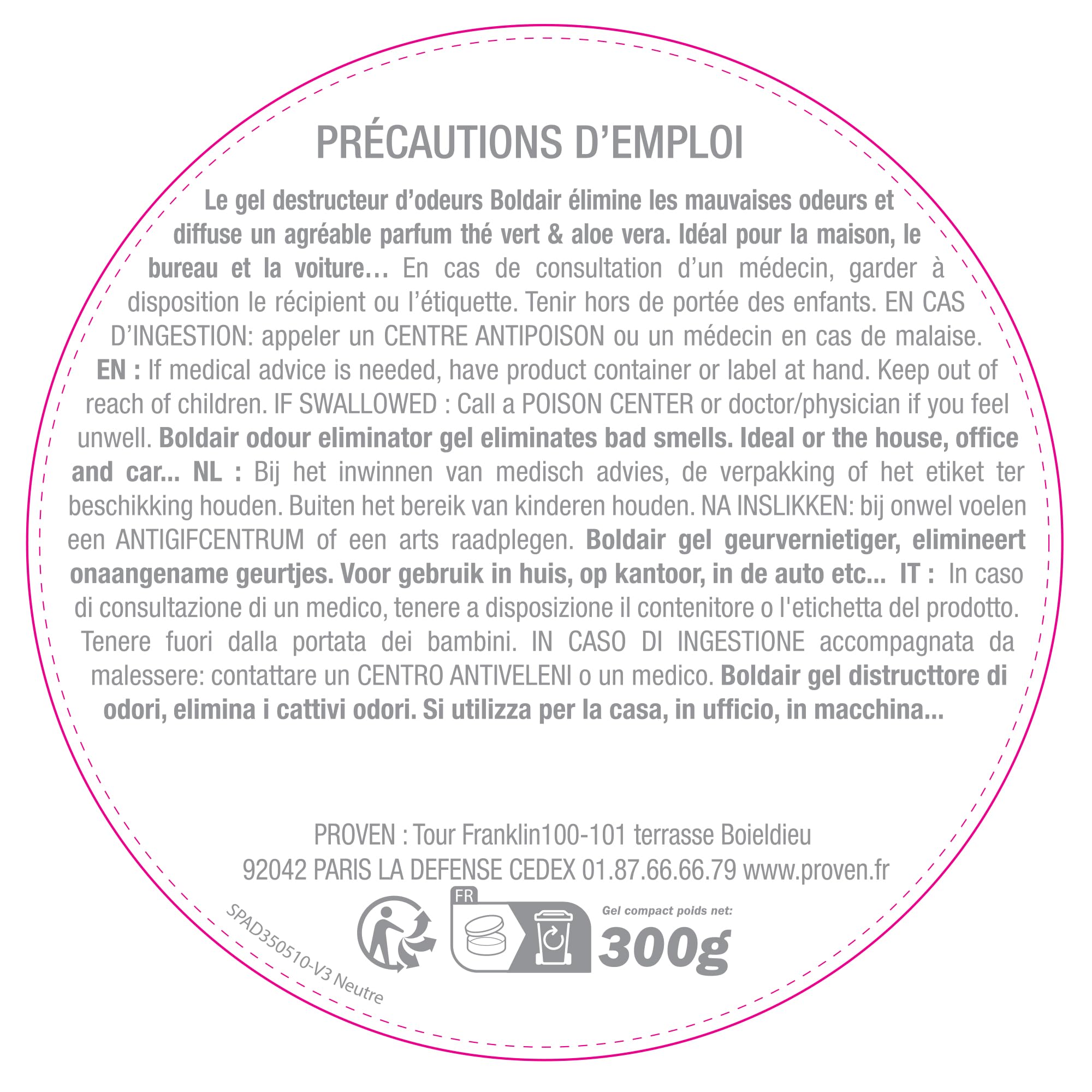Boldair Gel Destructor de Olores - 300 g