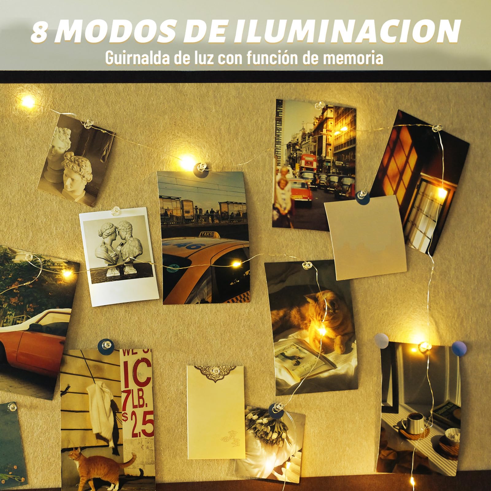 Guirnalda Luces, 8 Modos de Iluminación Luz Navidad, Impermeable Cadena Luces Exterior e Interior, Función de Memoria Luces de Hada para Decoración Habitación, Árbol, Boda, Jardín(1Pack 5M)