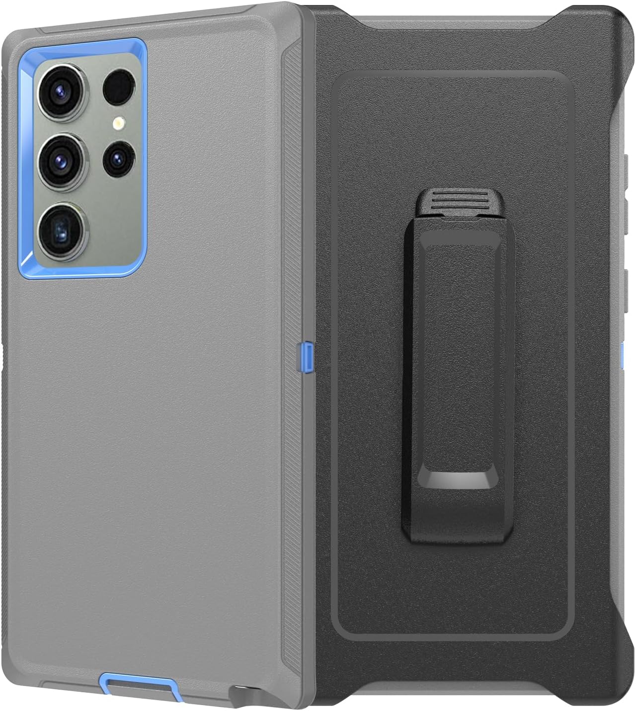 YmhxcY Defender Series Case for Samsung Galaxy S23 Ultra 5G,Rugged & Durable,Military Grade Shockproof, with Port Protection, Includes Holster Clip Kickstand for Galaxy S23 Ultra 6.8"-Gray/Dark Blue