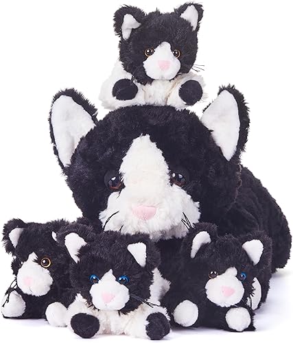 Tumyay Wolf Mommy - Juguete de peluche para mamá y bebé, lindo juego de 13 pulgadas, pequeño, suave, esponjoso, para familia, con mini bebés,