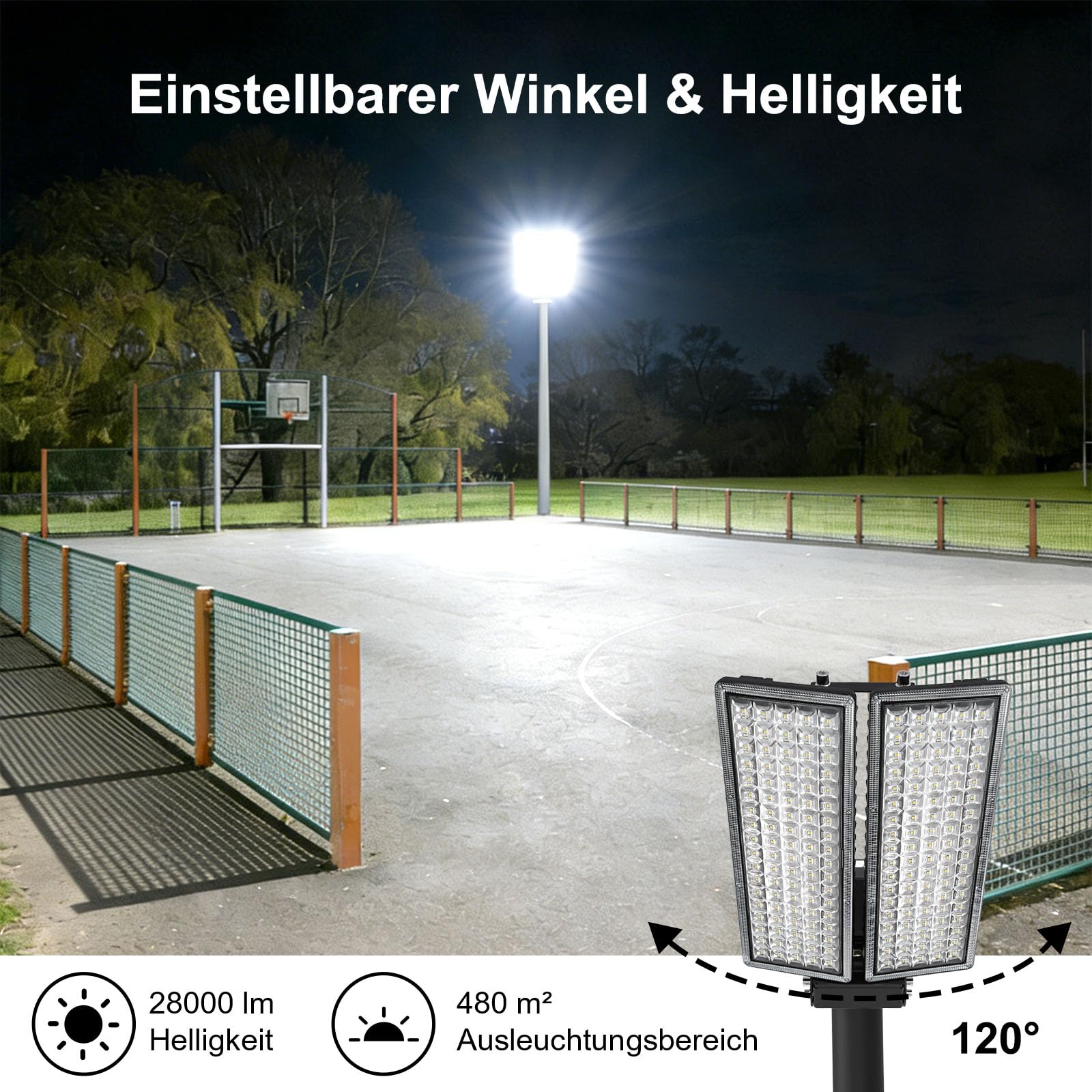 100W Dämmerung bis Morgengrauen LED Strahler Außen 2 Stück, 28000LM Flutlicht mit Fernbedienung & Dämmerungssensoren, 6500K Kaltweiß Straßenlaterne, IP67 Wasserdicht LED Fluter für Garten, Hof