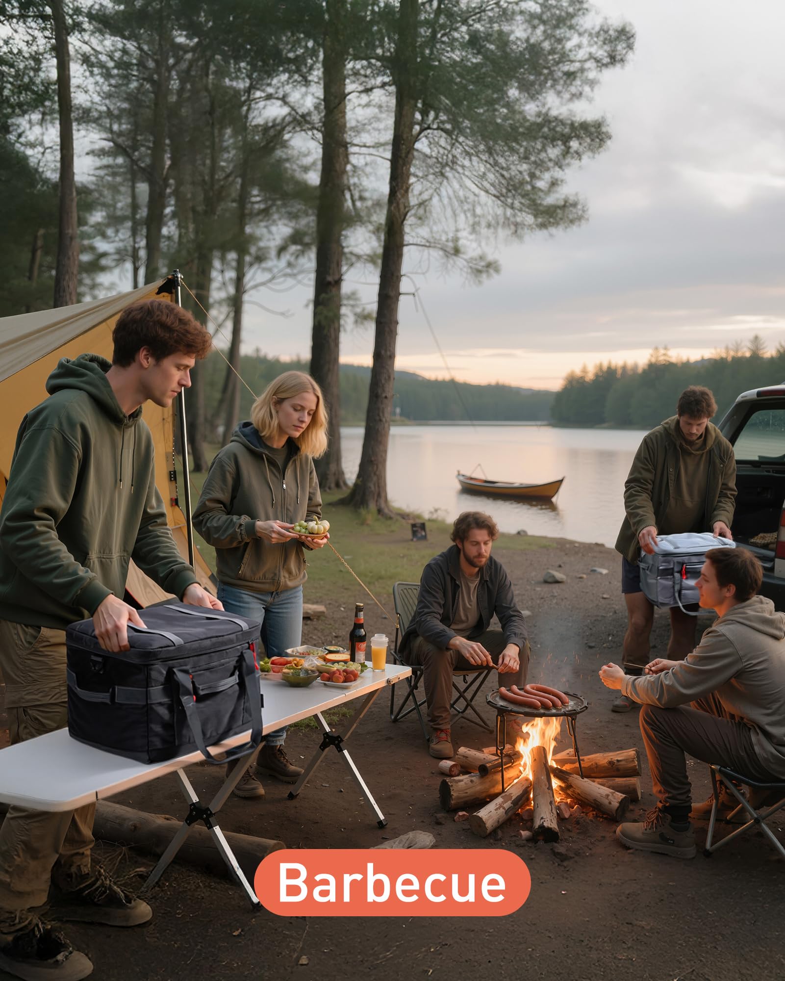 TOURIT Torba chłodząca, torba piknikowa, izolowana, miękka, duża, składana, do transportu żywności, 32 l