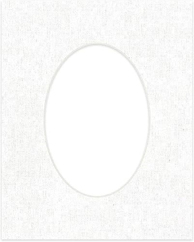 Miniatura 3 de Tapete de 8 x 10 pulgadas, corte biselado para fotos de 5 x 7 pulgadas, lienzo de lino blanco precortado, apertura de tablero de fotos ovalado, sin