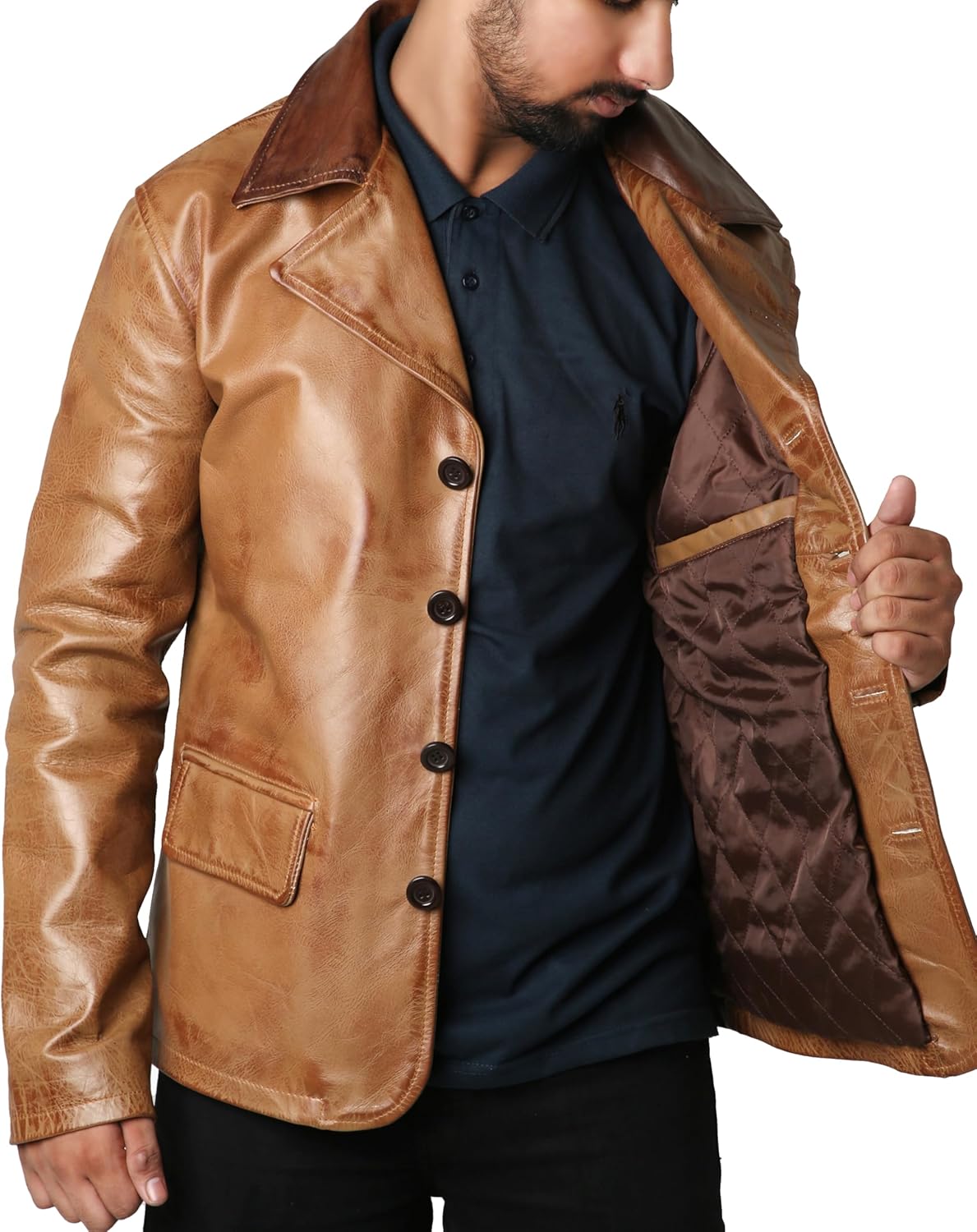 JOCHIGA Men's Genuine Real Leather Coat Jacket | Leather Jacket Men - Image 3