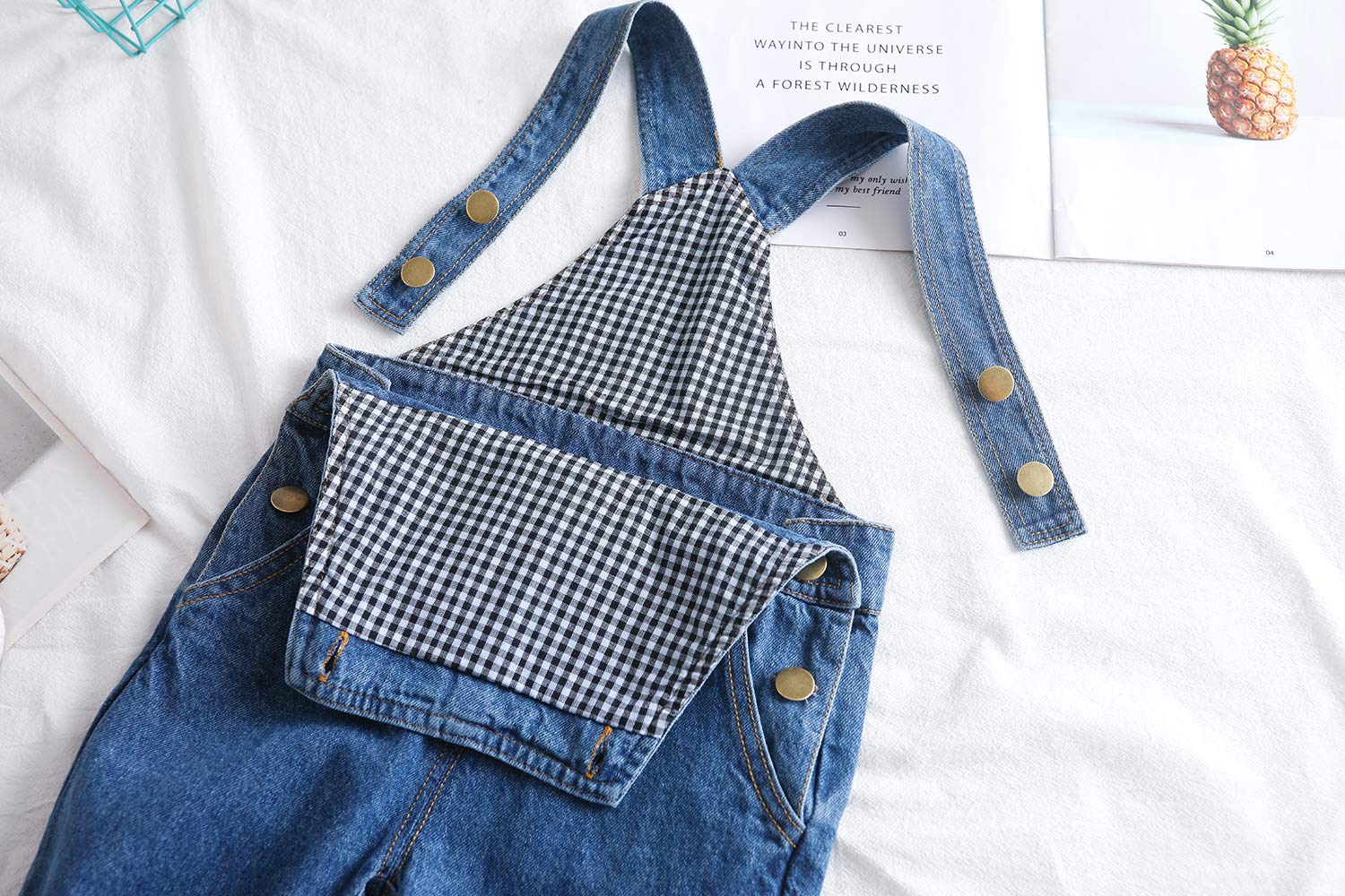KIDSCOOL SPACE Bébé garçon fille Salopette jean, tout-petits vêtements travail mignons denim déchiré