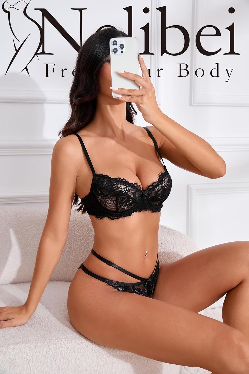 2 Piece Set Floral Lace Womens Lingerie Sexy,Semi-Sheer Sexy Bra and Panty Sets for Women,Women's Lingerie(S-XXL) - Image 7