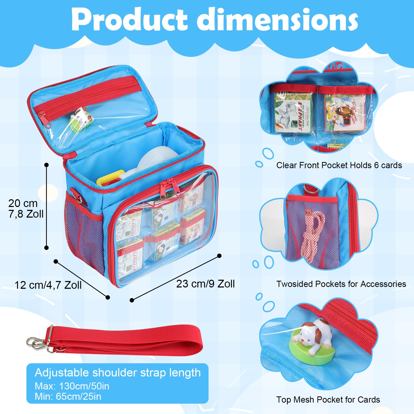 Custodia per Little Tikes Story Dream Machine Starter Set per libri, giocattoli, valigetta da viaggio per molti, set di principianti, giocattolo per bambini, Blu e rosso, 23 cm x 12 cm x 20 cm