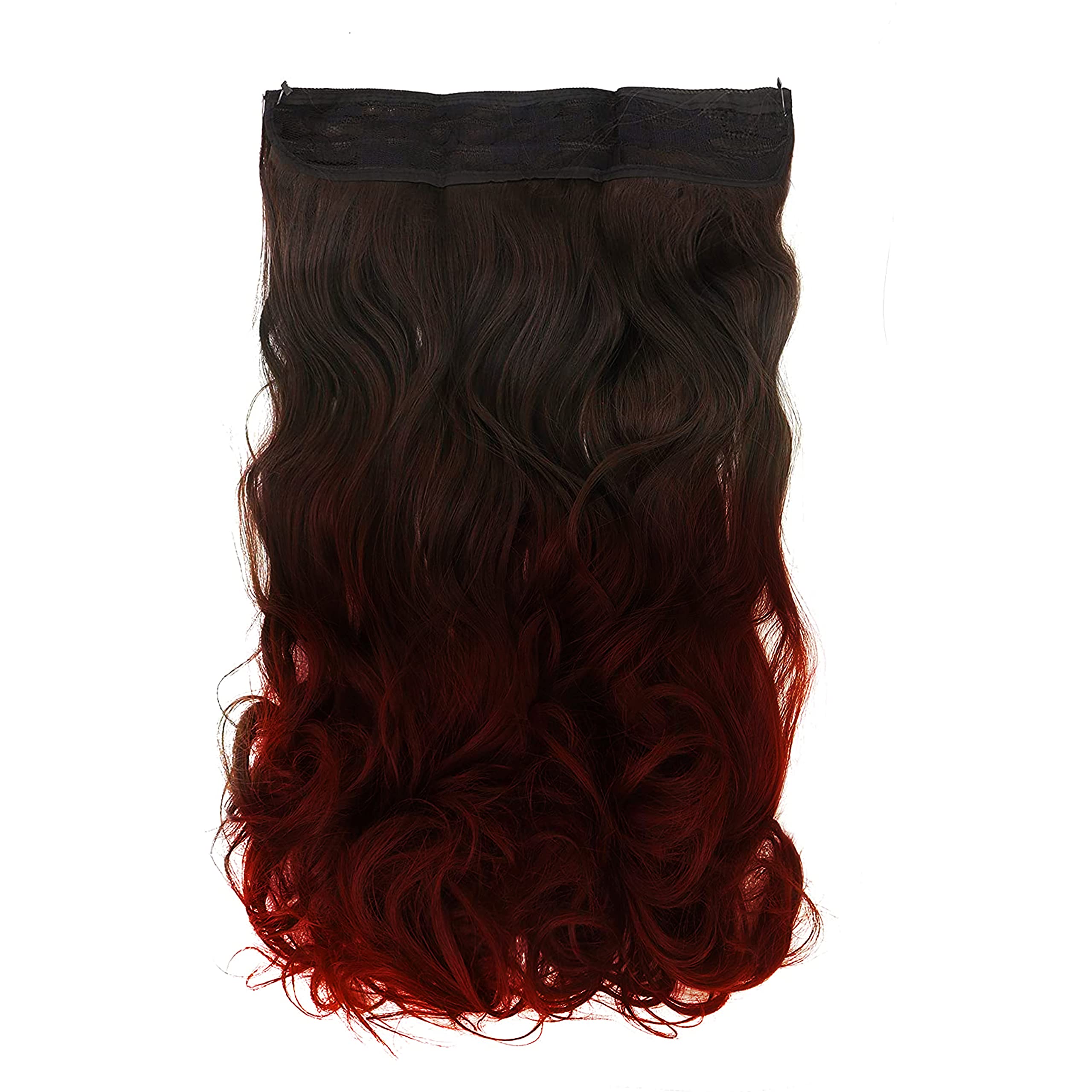 Paradise® Curly Secret Invisible Hidden Wire Synthetic Hair Extensions For Women Real Hair (Black + Burgundy)-image-17