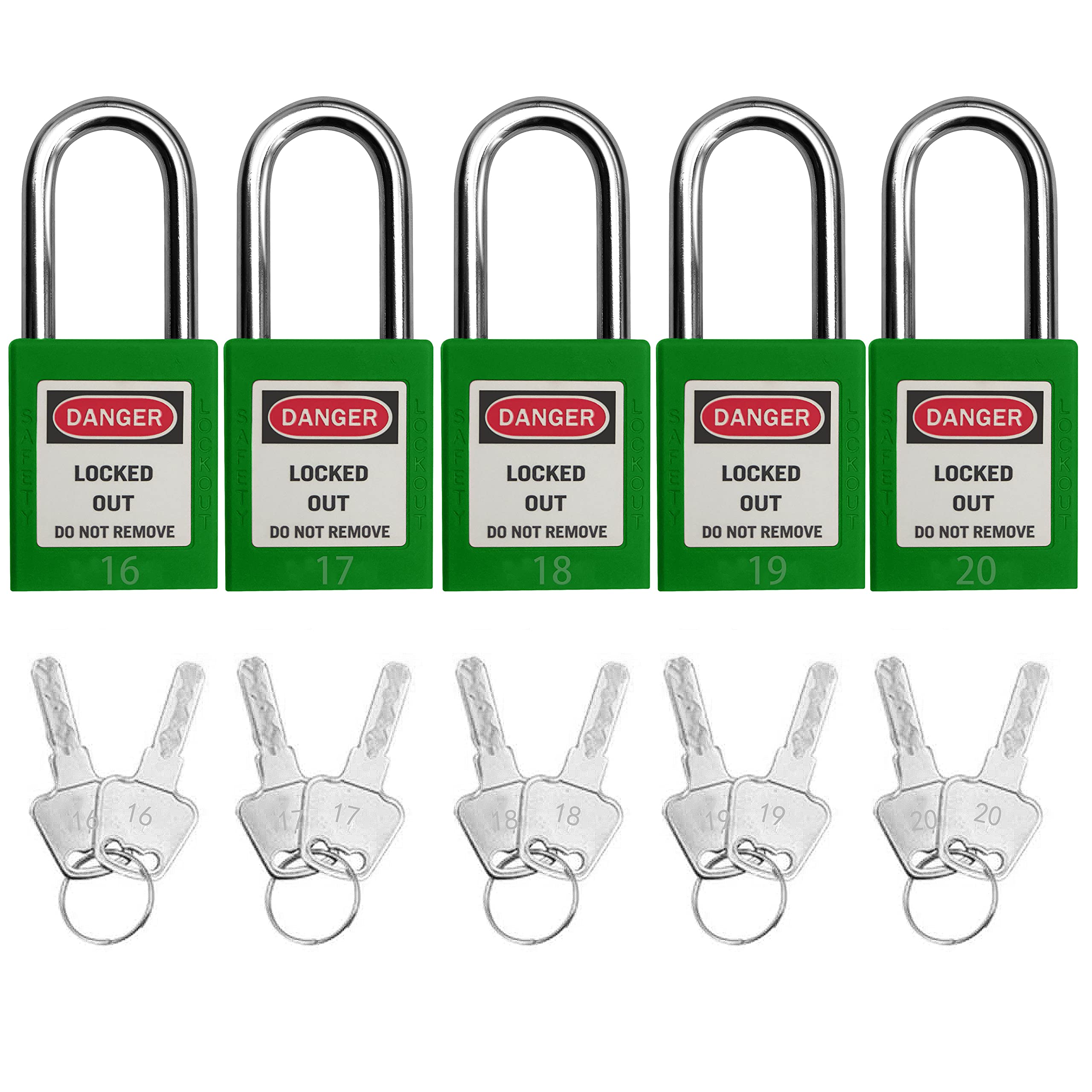 Bloqueo de bloqueo Tagout, candado de seguridad, 10 unidades con número (verde NO.11-20)