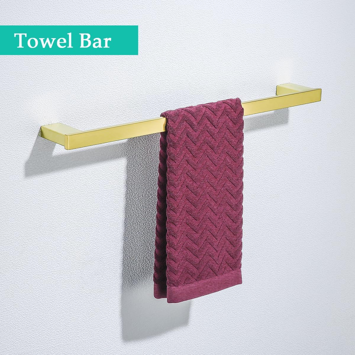 5-Pieces Brushed Gold Bathroom Accessories Set, Stainless Steel Bathroom Hardware Set, 23.6 Inch Bath Towel Bar Set, Towel Hooks,Towel Racks for Bathroom Wall Mounted,SE96009S-5BG