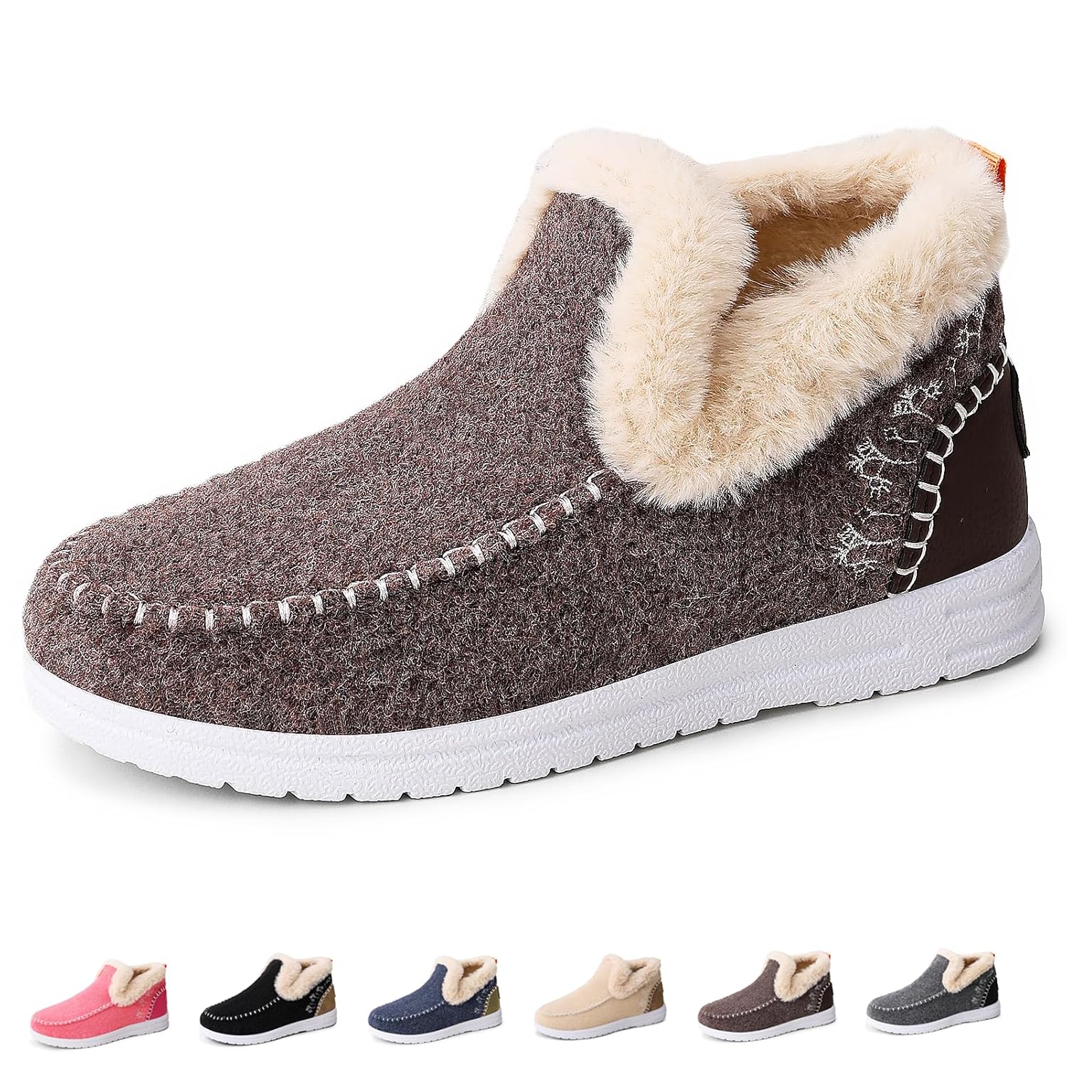 Womens Warm Fur Lined Winter Snow Boots Ankle Boots Outdoor Booties Comfortable Shoes for Women