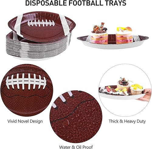 Miniatura 3 de durony 100 platos de papel de fútbol desechables con forma de fútbol, suministros para fiestas de fútbol, bandejas de servir para juegos deportivos,