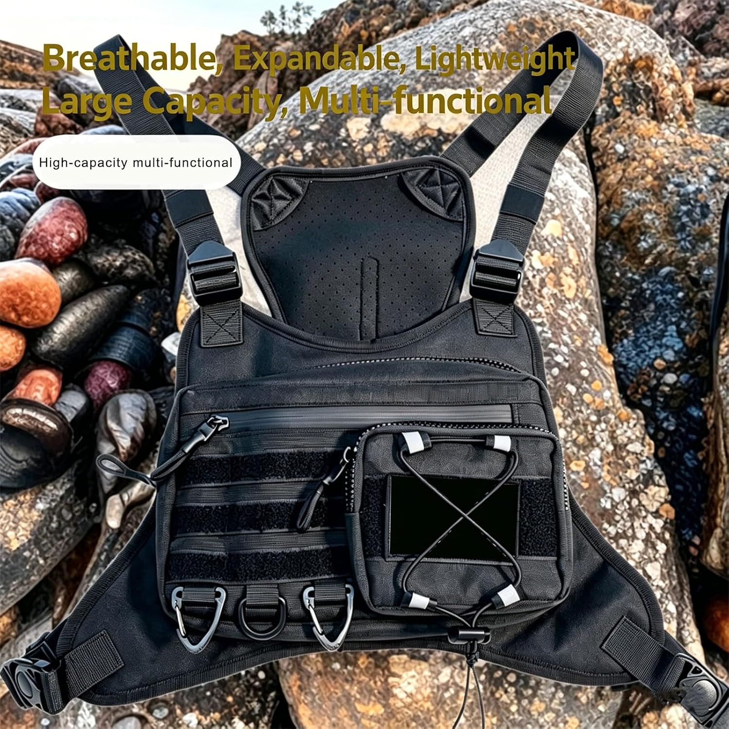 Strap Chest Bag Anti-Theft Chest Pack for Walking Dog Fishing and Climbing Multiple Pocket Sports Belt