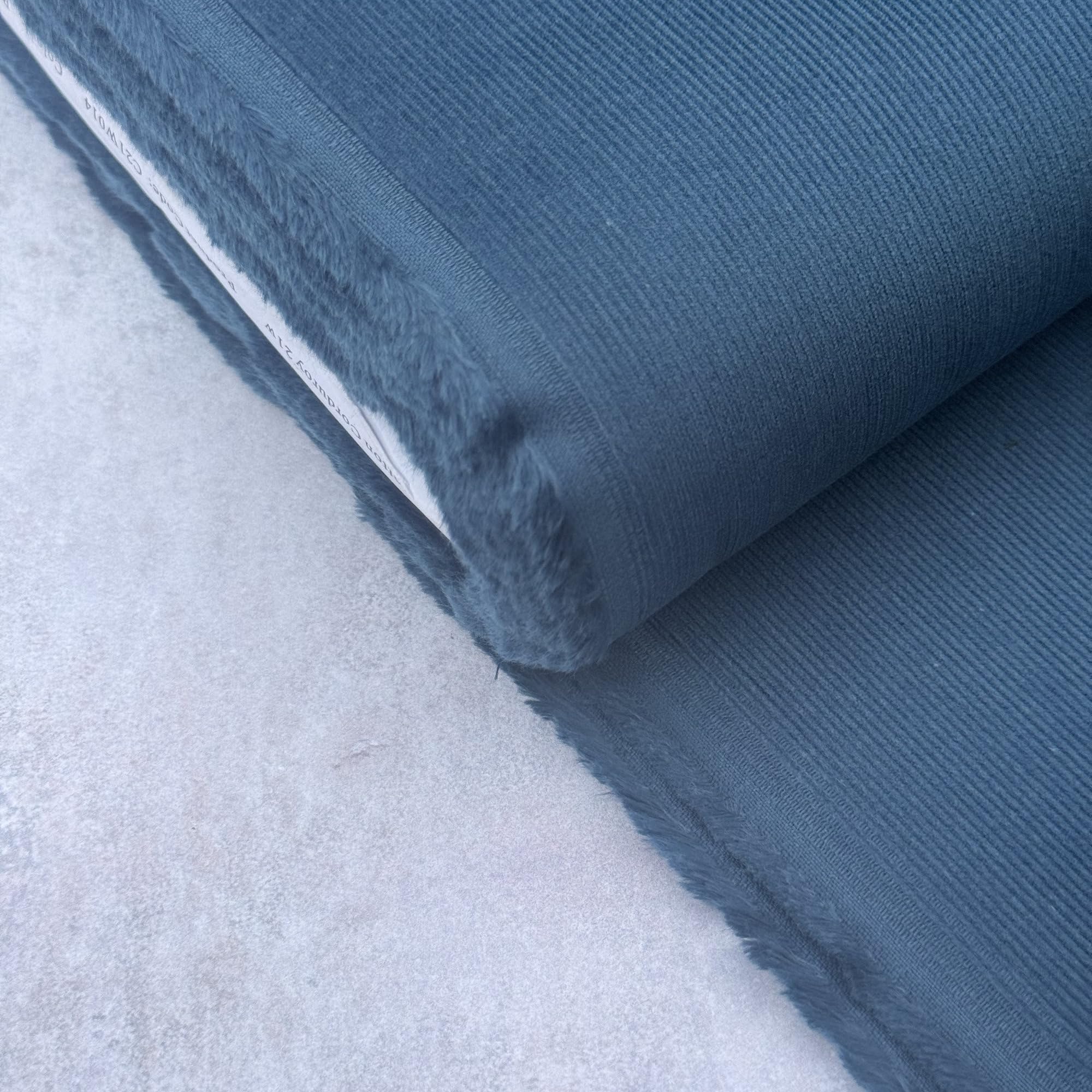 Plain Corduroy 21 Wale Baby Cord Needlecord Ribbed Corduroy Woven Dressmaking Clothing Craft Furnishing Fabric Material | 57" - 145 cm Wide (per Half Metre, Peacock Blue)