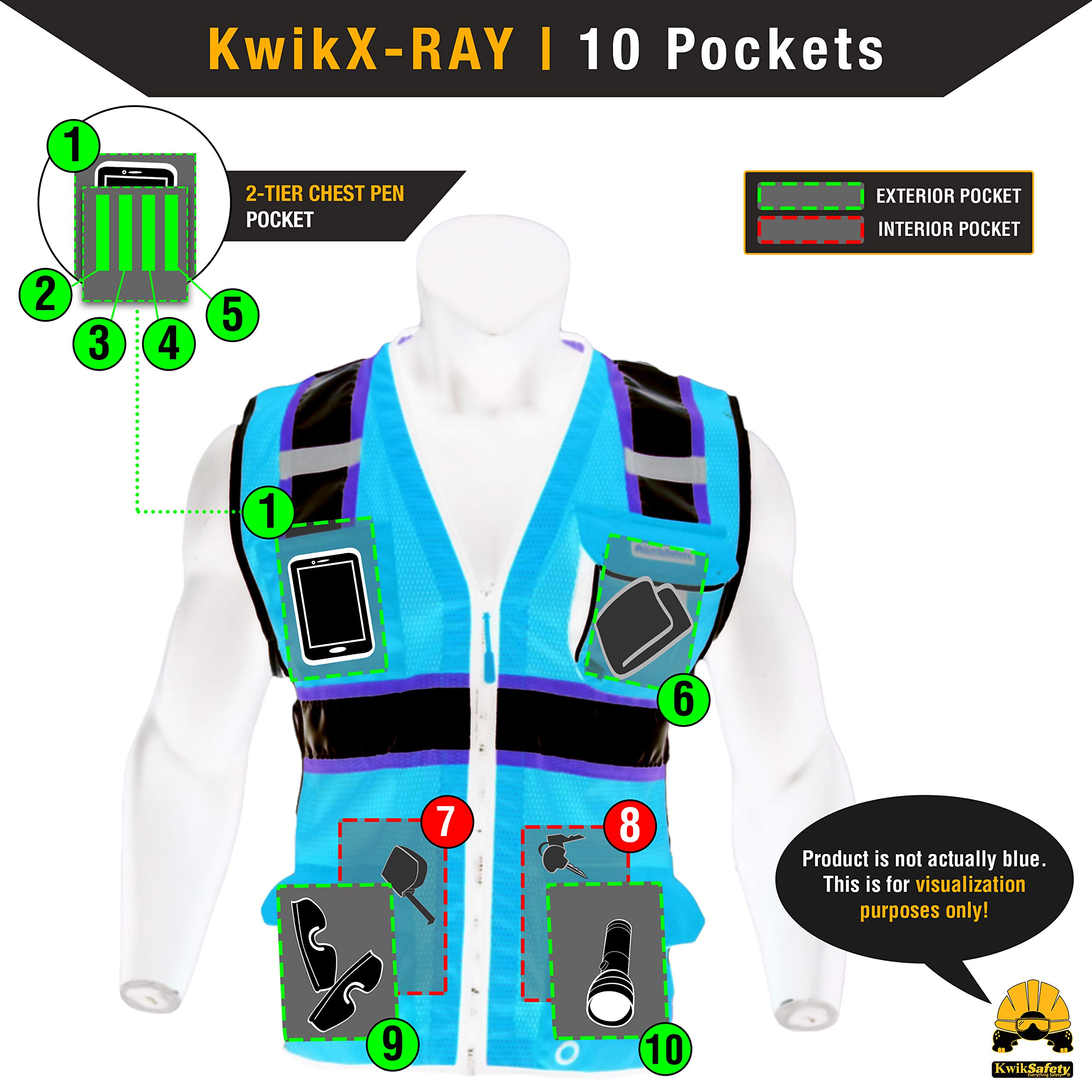 KwikSafety (Charlotte, NC) Classic (10 Pockets) Class 2 ANSI High