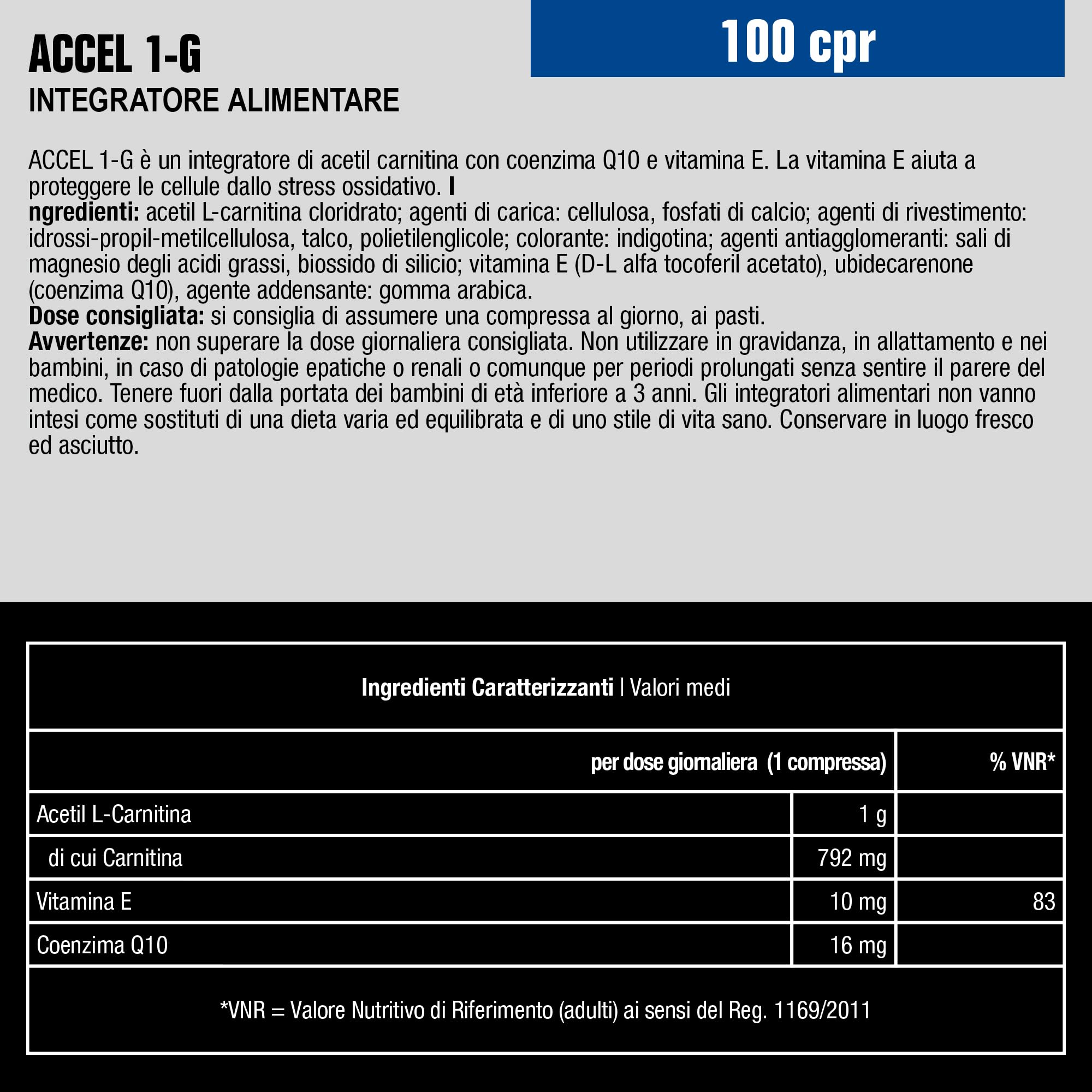 INTEGRATORE ANDERSON ACCEL 1-G ACETIL L CARNITINA TERMOGENICO ENERGETICO DIMAGRANTE BRUCIAGRASSI BURN 100cpr