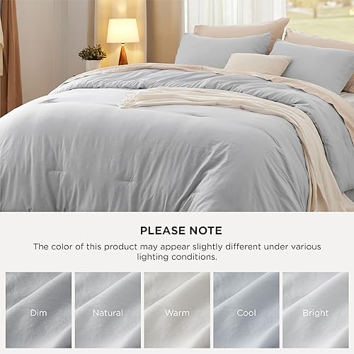 Miniatura 7 de Bedsure Juego edredón suave prelavado tamaño Queen, uso 365 días, cálido relleno alternativo GentleSoft, 1 edredón ligero (90x90 pulgadas) y 2