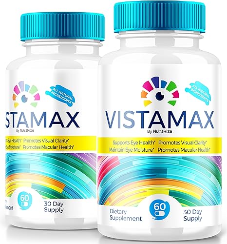 NutraRize Paquete de 2 cápsulas Vistamax, cuidado de los ojos totalmente natural y saludable, fórmula premium para los ojos, suplemento máximo para