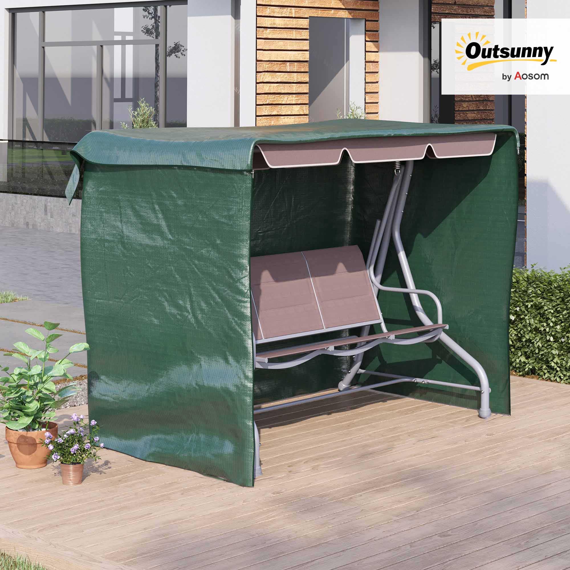 Outsunny Copertura per Dondolo da Giardino Impermeabile Anti UV Anti Muffa con Fissaggio PE 215x155x150cm Verde