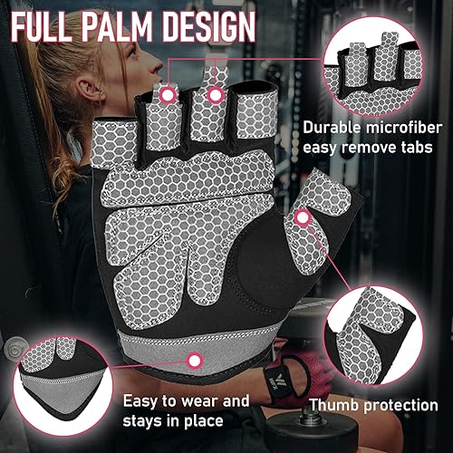 Miniatura 5 de Guantes de levantamiento de pesas para hombres y mujeres, guantes de gimnasio con soporte de muñeca para entrenamiento, ejercicio, fitness, colgar,