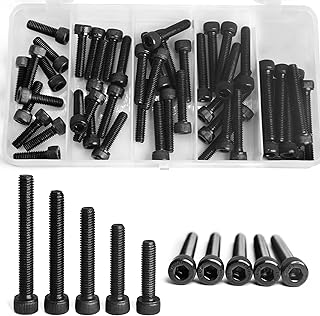M6 x 20mm 25mm 30mm 35mm 40mm Hex Socket Head Cap Screws Bolts, 12.9 Grade Alloy Steel, Black Oxide Finish, Fully Threaded, Metric Allen Hex Drive, Assortment Kit 50PCS