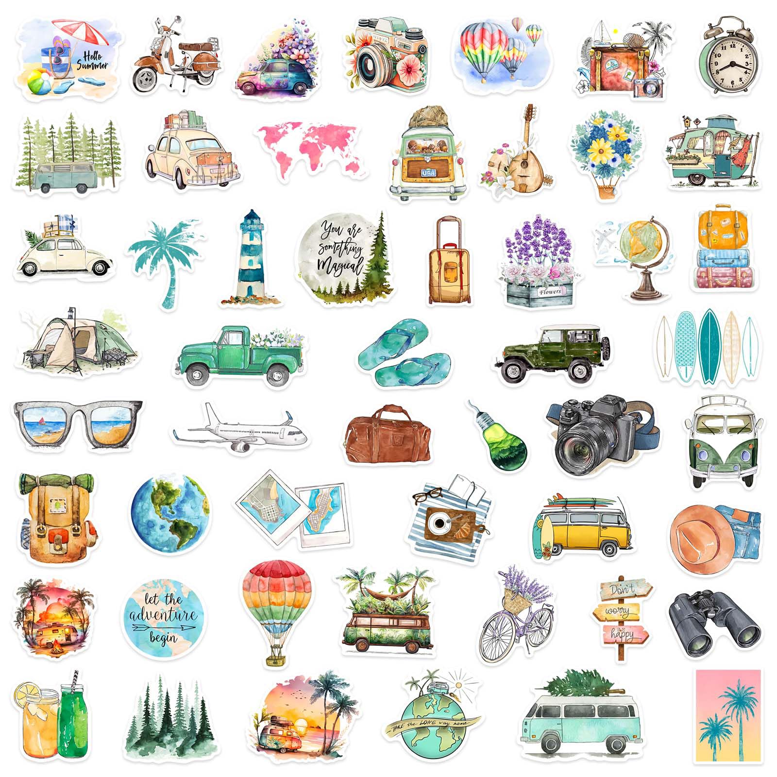 100 Pcs Outdoor Travel Stickers for Guitar,Bicycle,Laptop,Water Bottles,Skateboard,Computer,Cute Style Stickers Waterproof Vinyl,Graffiti Decorate for Girls Boys Teens - Image 3