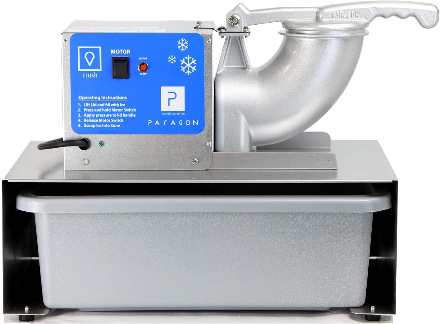 Paragon Port-A-Blast SNO Cone Machine for Professional Concessionaires Requiring Commercial Heavy Duty Snow Cone Equipment 1/3 Horse Power 792 Watts