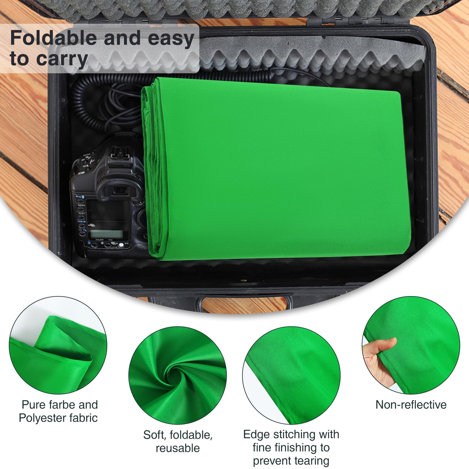 Sfondo Foto Verde, 3M x 3M (9,8 x 9,8 piedi) Sfondo Fotografico Verde, Telo Green Screen con 4 Pinze di Fissaggio, Adatto per Fotografia, Streaming dal Vivo e Registrazioni Televisive