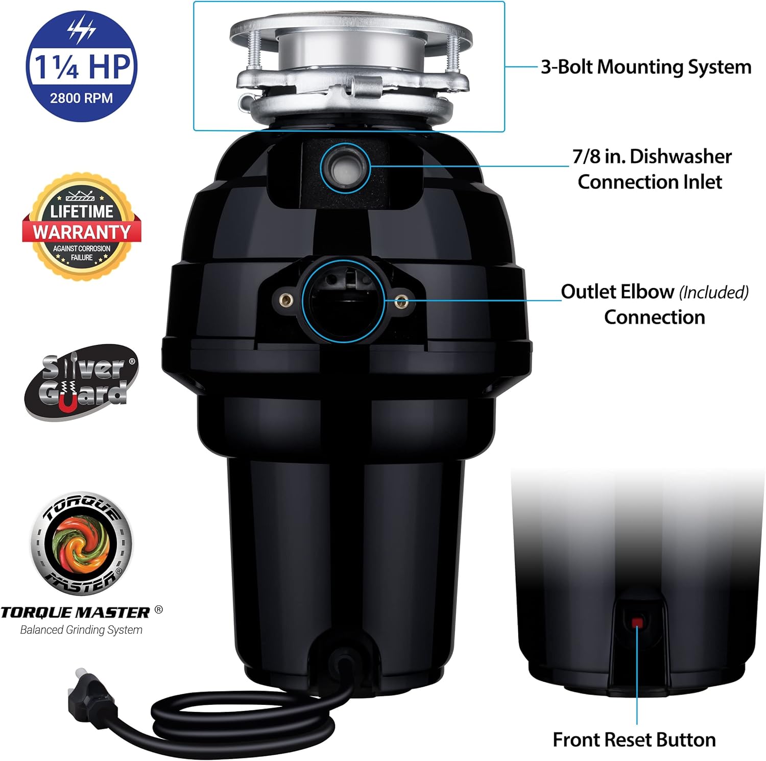 🛒 Crazy Deals Eco Logic EL-10-DS-BN 10 Designer Series Food Waste Disposer with Brushed Nickel Sink Flange, 1-1/4 HP