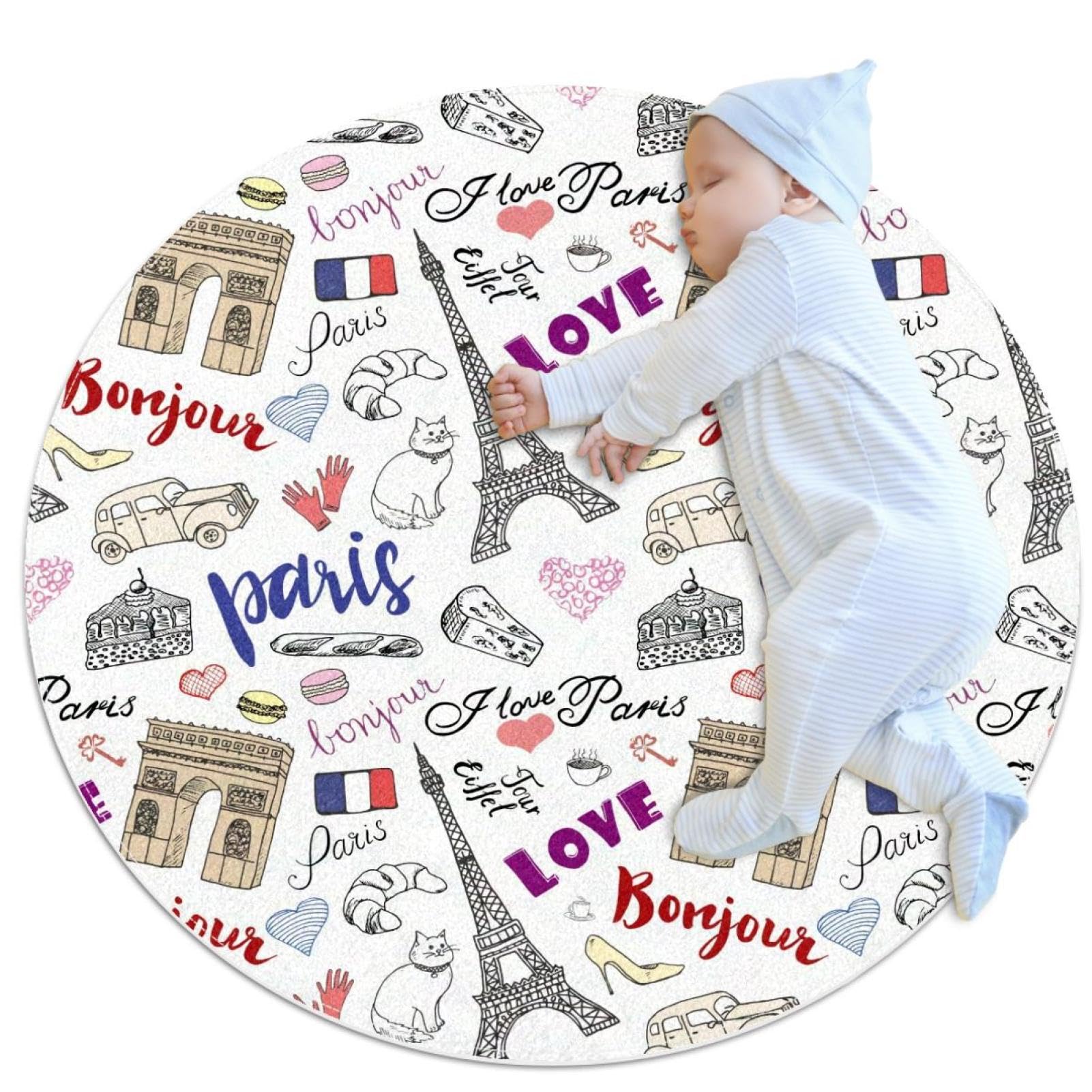 Tapis salle de bain rond 1m antidérapant chambre et canapé