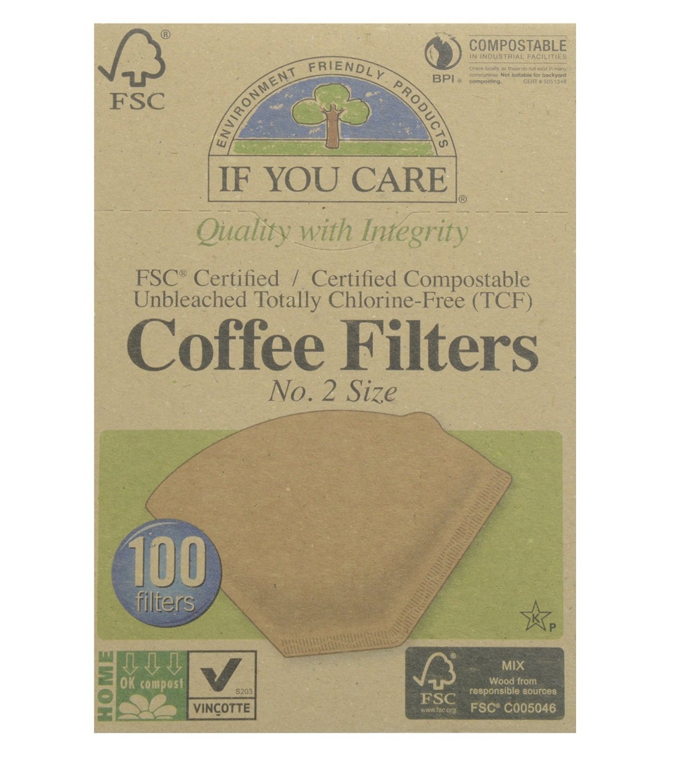 If You Care Lot de 2 filtres à café # 2, 100 CT If You Care