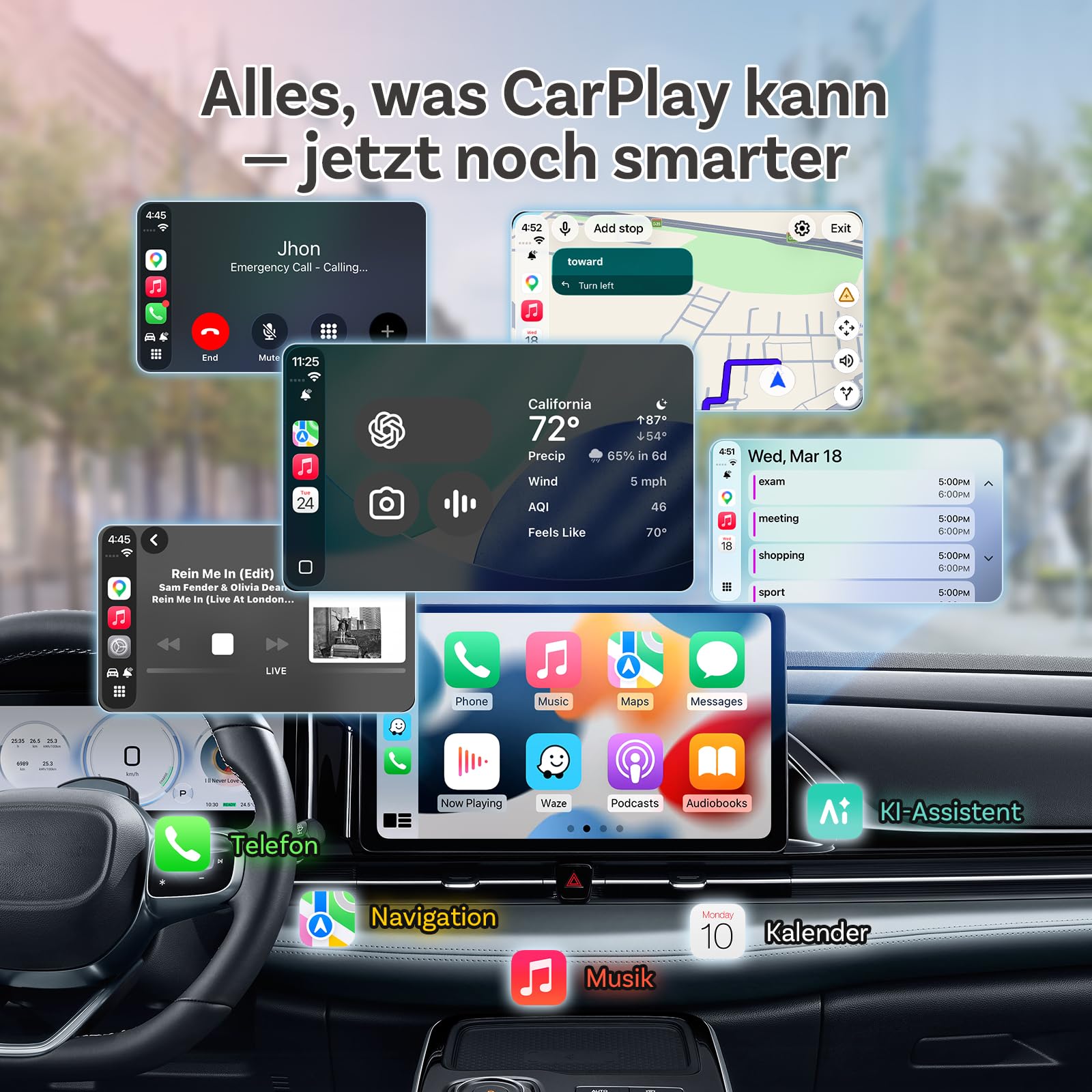 OTTOCAST 2026 Upgrade Mini Slim, 2-in-1 Wireless CarPlay & Android Auto Adapter mit Type-A/C für iOS 10+ & Android 11+ Smartphones, Multi-User Support, Plug & Play Umwandlung von Kabel zu Kabellos