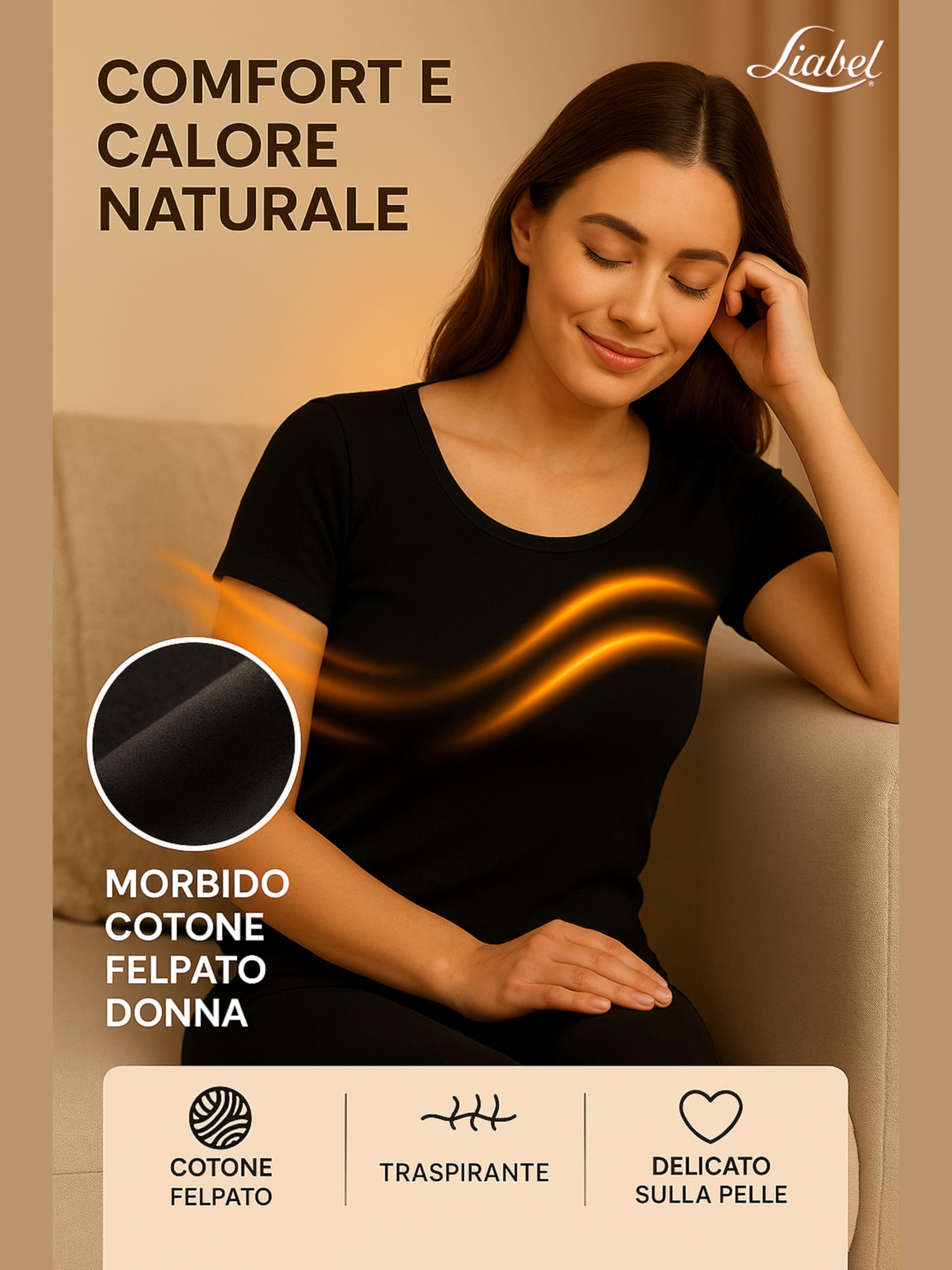 Liabel Warmes Baumwollshirt für Damen (2er Pack) – Winter-T-Shirts für Damen Langarm oder Kurzarm Unterjacke Weiß oder Schwarz S-XL