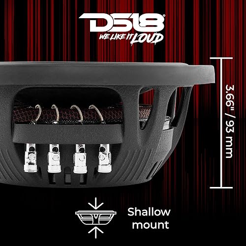 Miniatura 3 de DS18 IXS10.4D Subwoofer para automóvil poco profundo - 10 pulgadas 1000 W de potencia máxima, 500 W RMS, bobina de voz doble, impedancia de 4+4